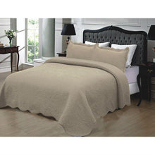 Load image into Gallery viewer, Full - Queen 3-Piece 100% Cotton Quilted Bedspread in Taupe