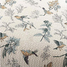 Load image into Gallery viewer, Twin size 2-Piece Cotton Quilt Bedspread Set with Floral Birds Pattern