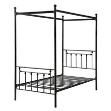 Load image into Gallery viewer, Twin size Sturdy Metal Canopy Bed Frame in Black Metal Finish