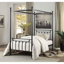 Load image into Gallery viewer, Twin size Sturdy Metal Canopy Bed Frame in Black Metal Finish