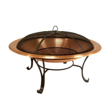 Load image into Gallery viewer, 30-inch Copper Fire Pit with Steel Stand and Sprak Screen
