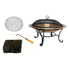 Load image into Gallery viewer, 30-inch Copper Fire Pit with Steel Stand and Sprak Screen