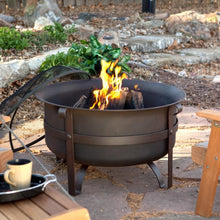 Load image into Gallery viewer, Heavy Duty 34-inch Fire Pit Deep Steel Cauldron with Screen Stand and Cover