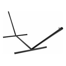 Load image into Gallery viewer, Blue White Quilted Hammock with 13-ft Heavy Duty Black Metal Stand