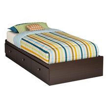Load image into Gallery viewer, Twin Contemporary Backless Daybed with Storage Drawers in Brown Wood Finish