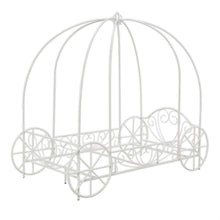 Load image into Gallery viewer, Twin size Princess Canopy Bed with Decorative Wheels in White Metal Finish