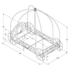 Load image into Gallery viewer, Twin size Princess Canopy Bed with Decorative Wheels in White Metal Finish