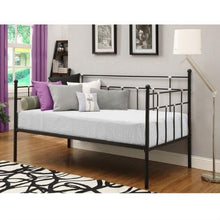 Load image into Gallery viewer, Twin size Black Metal Daybed with Chrome Detailing