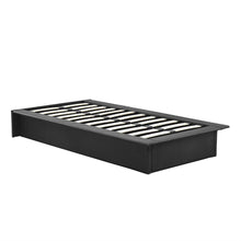 Load image into Gallery viewer, Twin size Modern Black Faux Leather Upholstered Platform Bed Frame with Wood Slats