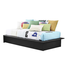 Load image into Gallery viewer, Twin size Modern Black Faux Leather Upholstered Platform Bed Frame with Wood Slats