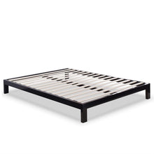 Load image into Gallery viewer, Twin size Asian Style Black Metal Platform Frame with Wooden Slats