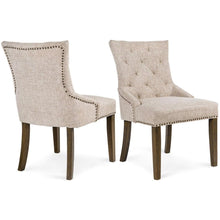Load image into Gallery viewer, Set of 2 - Traditional Beige Linen Upholstered Dining Chair with Nail-head Trim