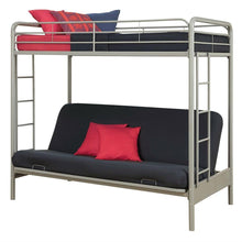 Load image into Gallery viewer, Twin over Full Futon Bunk Bed in Silver Metal Finish