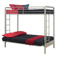 Load image into Gallery viewer, Twin over Full Futon Bunk Bed in Silver Metal Finish