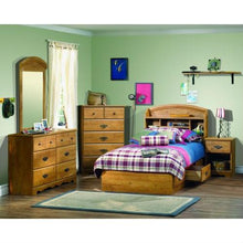 Load image into Gallery viewer, Twin size Arched Bookcase Headboard in Country Pine Finish