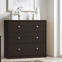 Load image into Gallery viewer, Modern 3-Drawer Chest Bedroom Bureau in Dark Brown Wood Finish