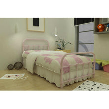 Load image into Gallery viewer, Twin Pink Metal Platform Bed with Headboard and Footboard