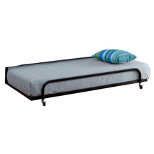 Load image into Gallery viewer, Twin size Roll Out Trundle Bed Frame in Black Metal