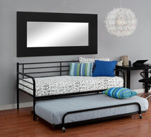 Load image into Gallery viewer, Twin size Roll Out Trundle Bed Frame in Black Metal