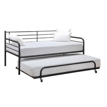 Load image into Gallery viewer, Twin size Roll Out Trundle Bed Frame in Black Metal