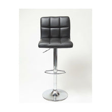 Load image into Gallery viewer, Set of 2 - Adjustable Height Bar Stool with Black Faux Leather Cushion Seat