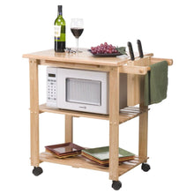 Load image into Gallery viewer, Solid Wood Kitchen Utility Microwave Cart with Pull-Out Cutting Board