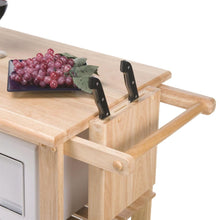 Load image into Gallery viewer, Solid Wood Kitchen Utility Microwave Cart with Pull-Out Cutting Board