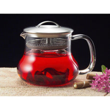 Load image into Gallery viewer, 22-ounce Glass Kettle Tea Pot Strainer with Stainless Steel Lid