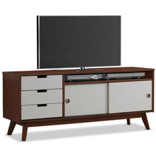 Load image into Gallery viewer, Modern Classic Mid-Century Style TV Stand Entertainment Center in Walnut and White