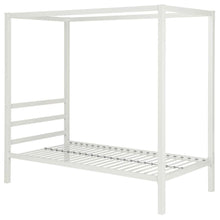 Load image into Gallery viewer, Twin size White Metal Platform Canopy Bed Frame - No Box-spring Necessary