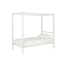 Load image into Gallery viewer, Twin size White Metal Platform Canopy Bed Frame - No Box-spring Necessary