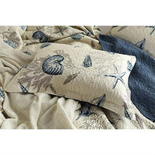 Load image into Gallery viewer, Twin size 100-Percent Cotton 2-Piece Quilt Bedspread Set with Ocean Nautical Beach Sea Shells Pattern