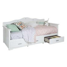 Load image into Gallery viewer, Twin size Kids Bed Daybed in White Wood Finish with 3 Storage Drawers
