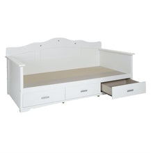 Load image into Gallery viewer, Twin size Kids Bed Daybed in White Wood Finish with 3 Storage Drawers
