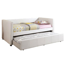 Load image into Gallery viewer, Twin White Faux Leather Upholstered Daybed with Trundle Bed