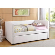Load image into Gallery viewer, Twin White Faux Leather Upholstered Daybed with Trundle Bed