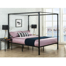 Load image into Gallery viewer, Twin size Modern Black Metal Canopy Bed Frame