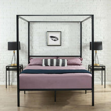 Load image into Gallery viewer, Twin size Modern Black Metal Canopy Bed Frame