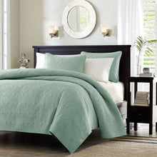 Load image into Gallery viewer, Twin - Twin XL size Coverlet Quilt Set with Sham in Seafoam Blue Green Brushed Fabric