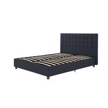 Load image into Gallery viewer, Twin Blue Linen Upholstered Platform Bed with Headboard