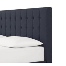 Load image into Gallery viewer, Twin Blue Linen Upholstered Platform Bed with Headboard