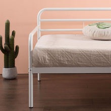 Load image into Gallery viewer, Twin size White Metal Daybed Frame with Steel Support Slats