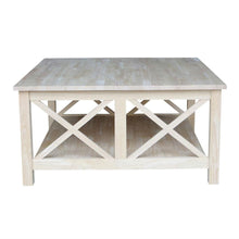 Load image into Gallery viewer, Square Unfinished Solid Wood Coffee Table with Bottom Shelf