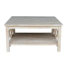 Load image into Gallery viewer, Square Unfinished Solid Wood Coffee Table with Bottom Shelf