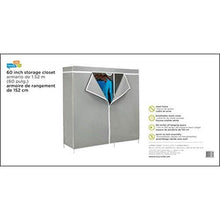 Load image into Gallery viewer, 60-inch Grey Portable Closet Clothes Organizer Wardrobe