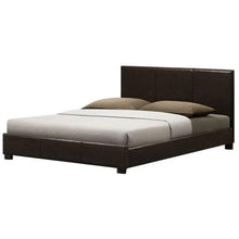 Load image into Gallery viewer, Queen size Dark Brown Faux Leather Upholstered Platform Bed Frame with Headboard