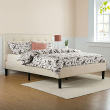 Load image into Gallery viewer, Full size Taupe Beige Upholstered Platform Bed Frame with Headboard