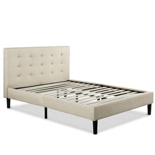 Load image into Gallery viewer, Full size Taupe Beige Upholstered Platform Bed Frame with Headboard