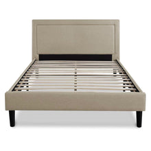 Load image into Gallery viewer, Queen size Taupe Upholstered Platform Bed with Headboard