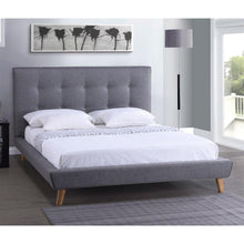 Load image into Gallery viewer, Queen size Modern Grey Linen Upholstered Platform Bed with Button Tufted Headboard